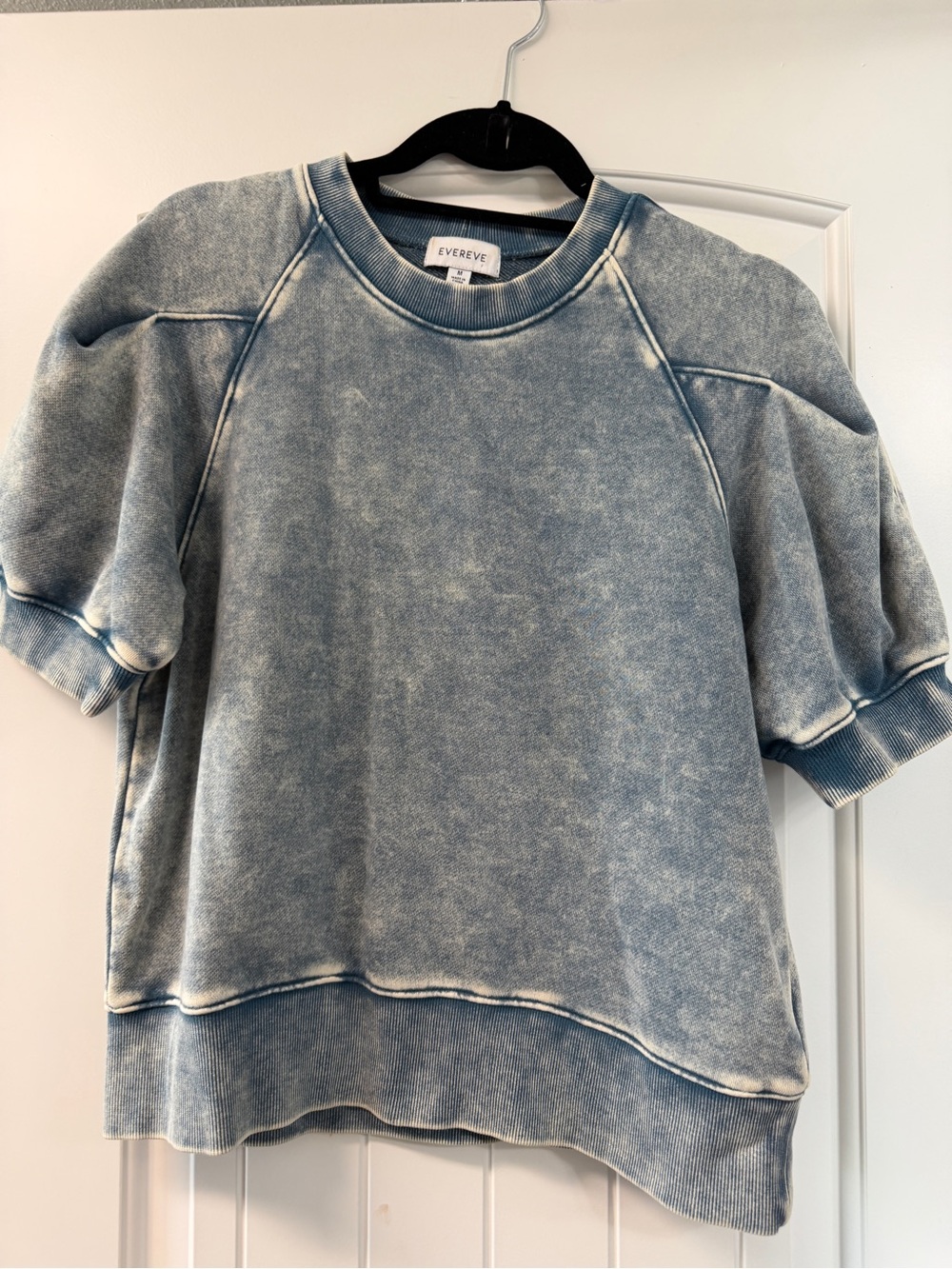 Evereve Girls' Mineral-Wash Short-Sleeve Sweatshirt - Dusty Blue